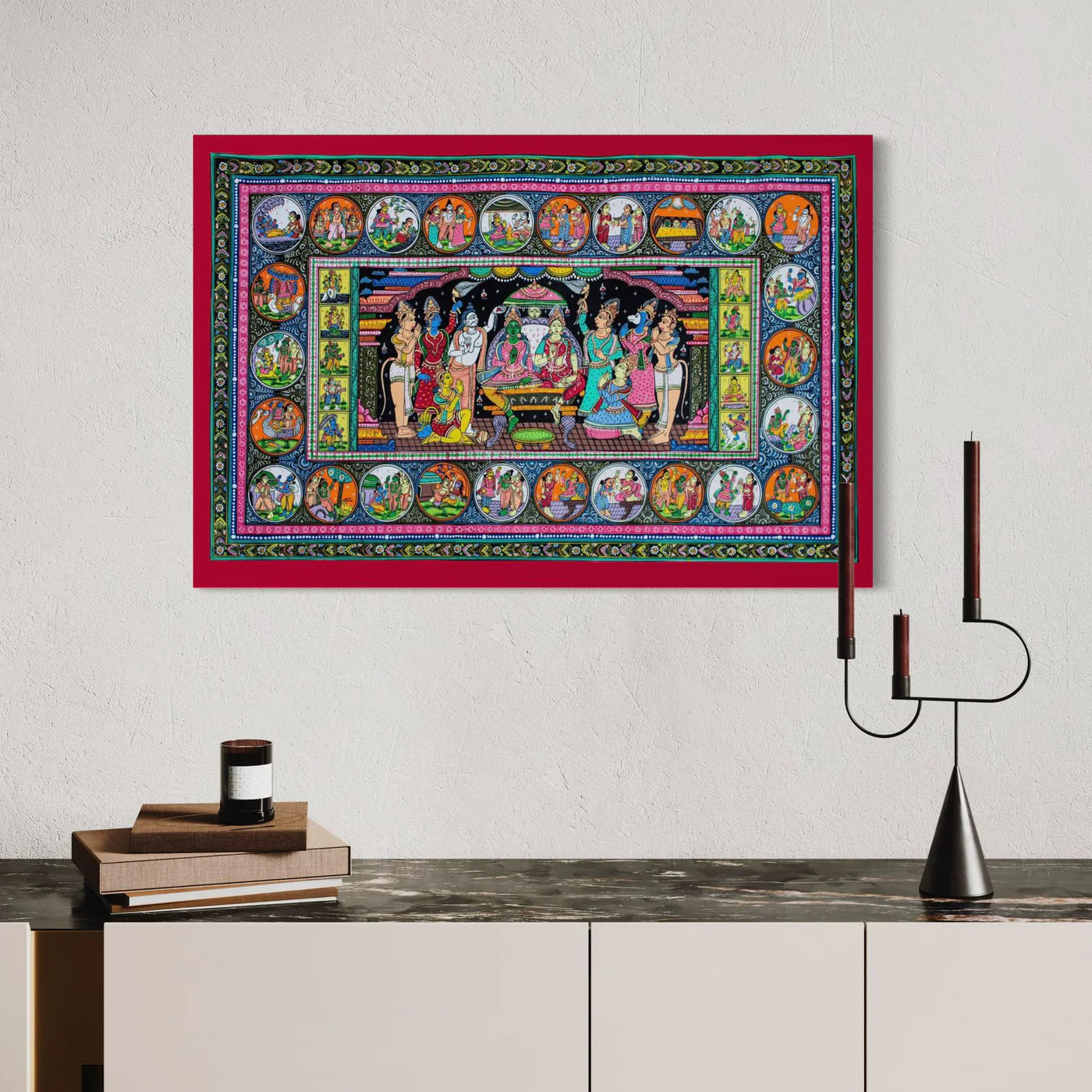 Ram Darbar Pattachitra (Orissa) Art Canvas Giclee Print