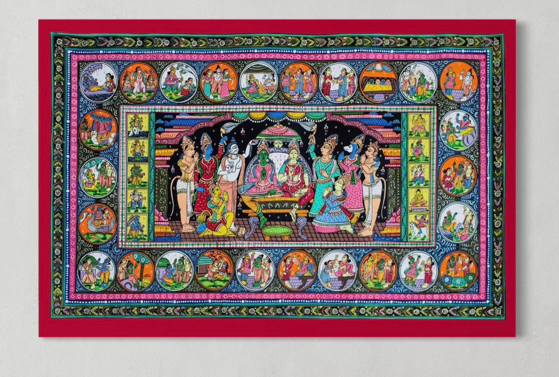 Ram Darbar Pattachitra (Orissa) Art Canvas Giclee Print