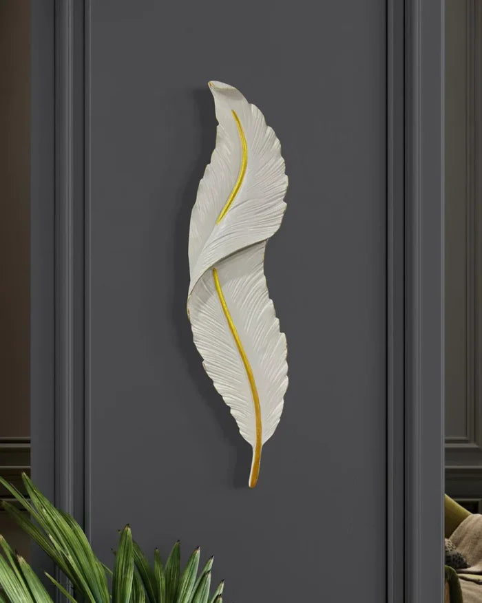 2 Feet Feather 3D Abstract Relief Mural Wall Art | LED Light Installed