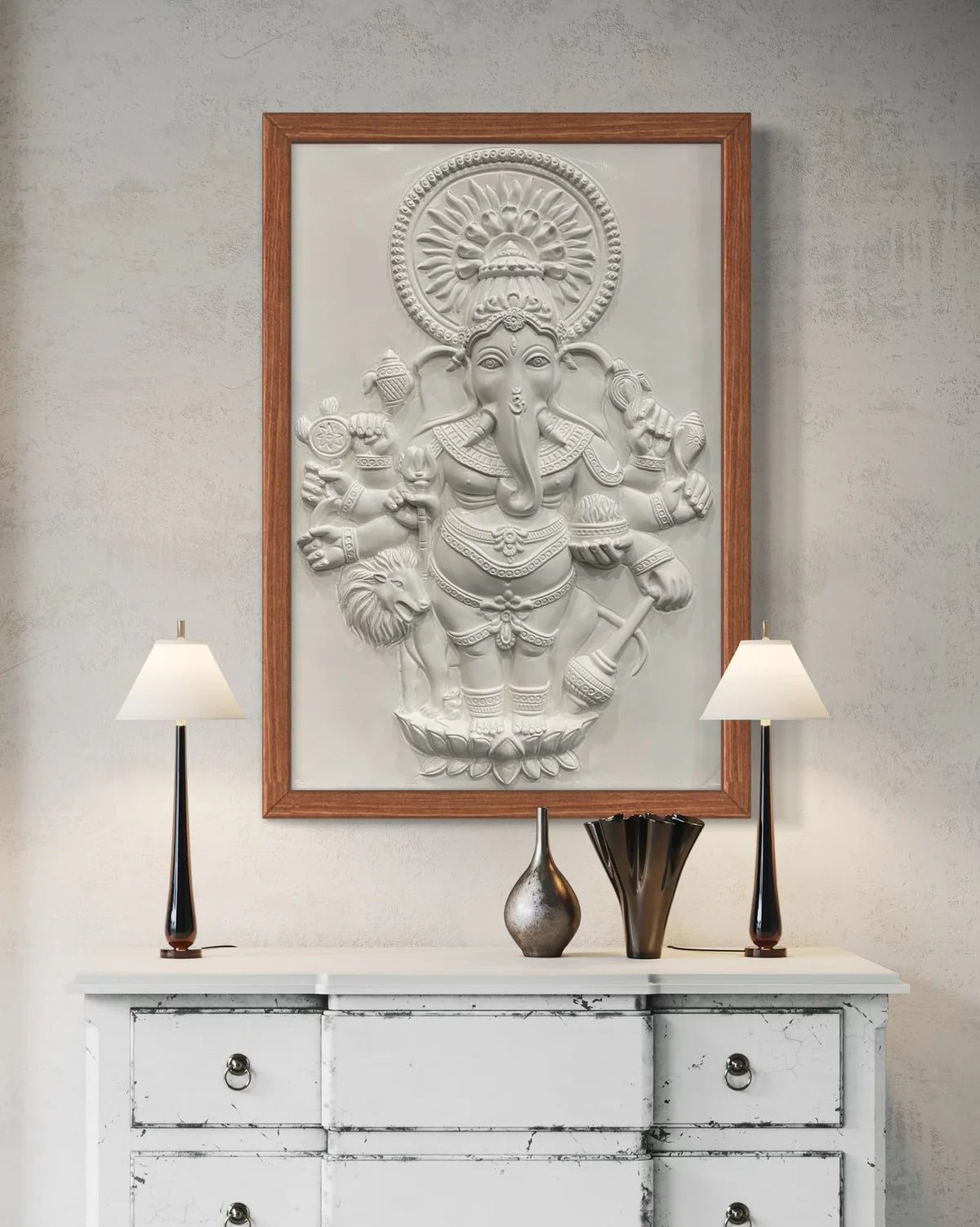Drishti Ganesha 3D Relief Mural Wall Art