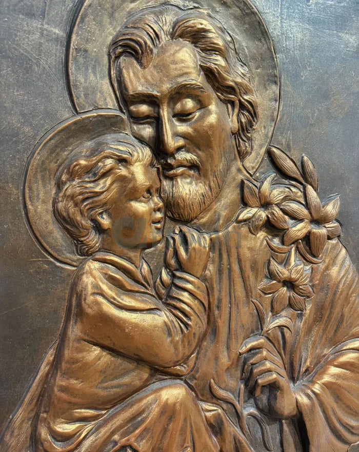 Saint Joseph with Baby Jesus 3D Relief Wall Art