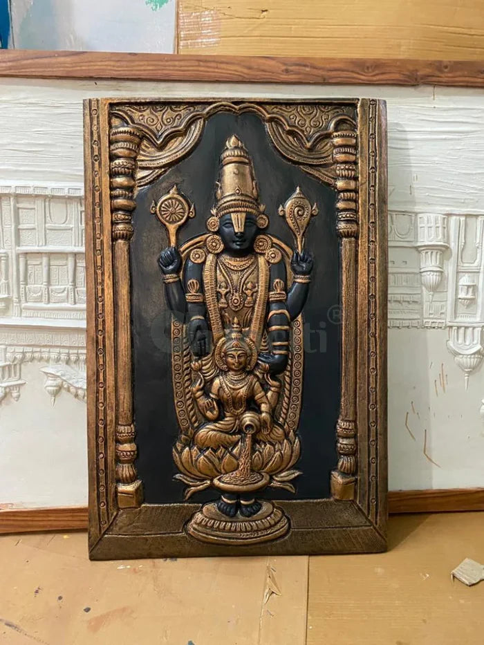 Tirupati Balaji with Goddess Lakshmi 3D Wall Art Relief Mural