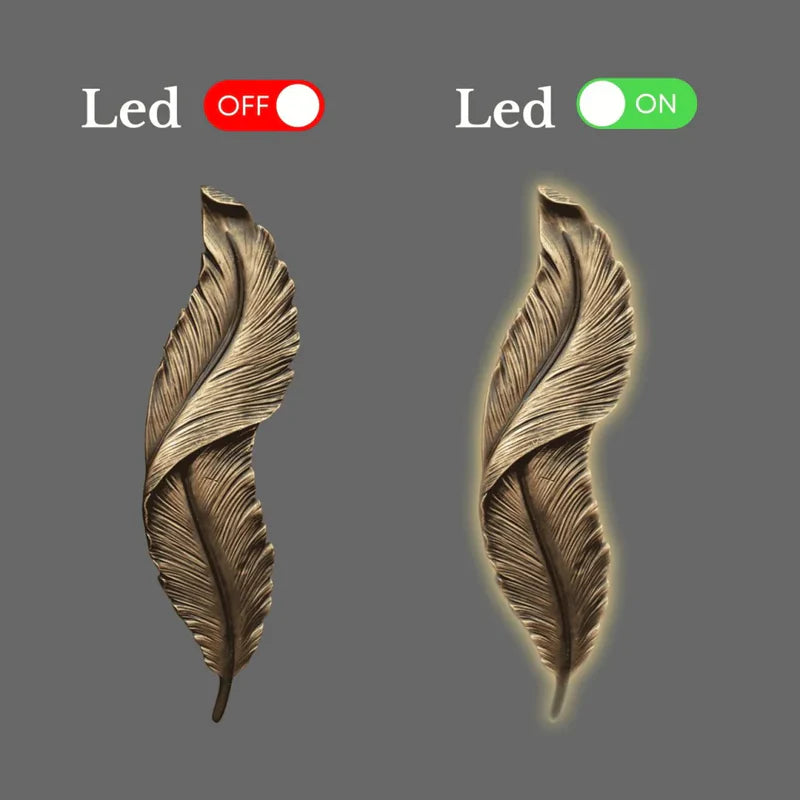 2 Feet Feather 3D Abstract Relief Mural Wall Art | LED Light Installed