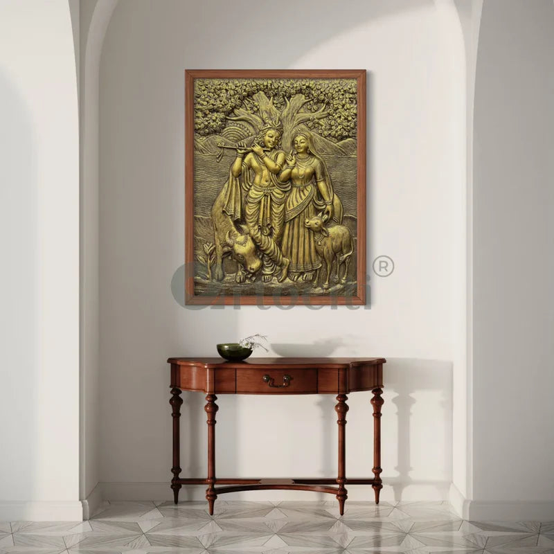 4x3 Feet Radha Krishna 3D Elevation Sculpture Relief Mural Wall Art