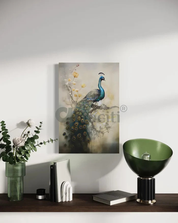 Ethereal Peacock: Duets Indian Ethnic Canvas Art Set