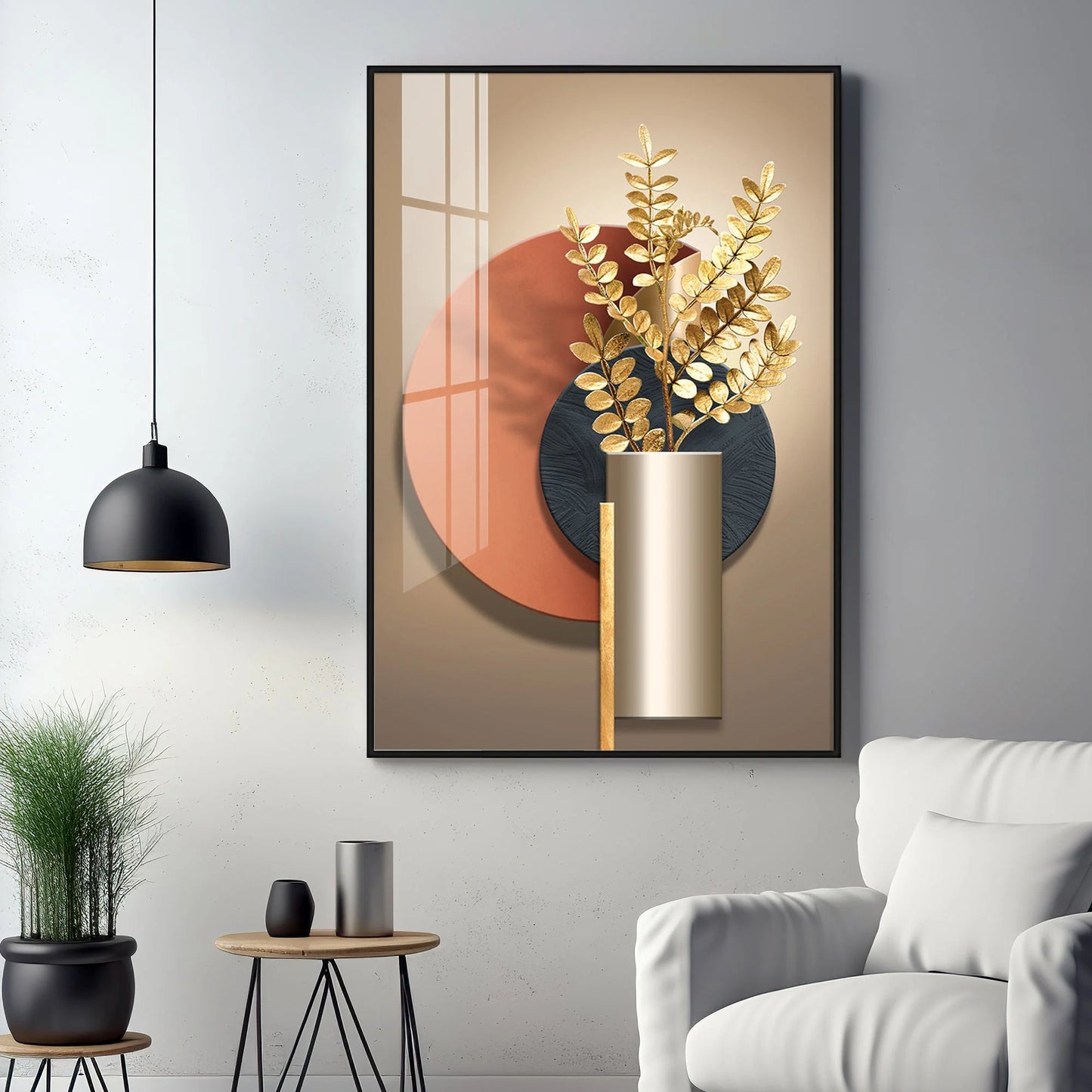 Floral Serenity Vase Luxury Crystal Vertical Wall Art