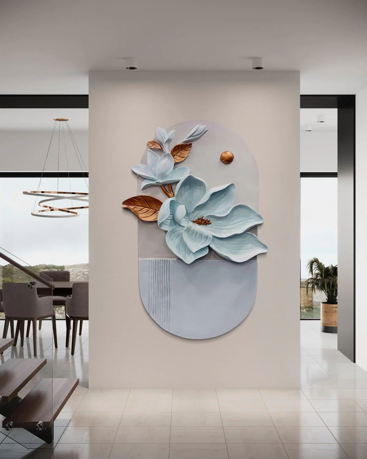 4X2.7 Feet Floral Relief Mural Wall Art | 3D Flower Design | Abstract Relief Mural | Ready To Hang