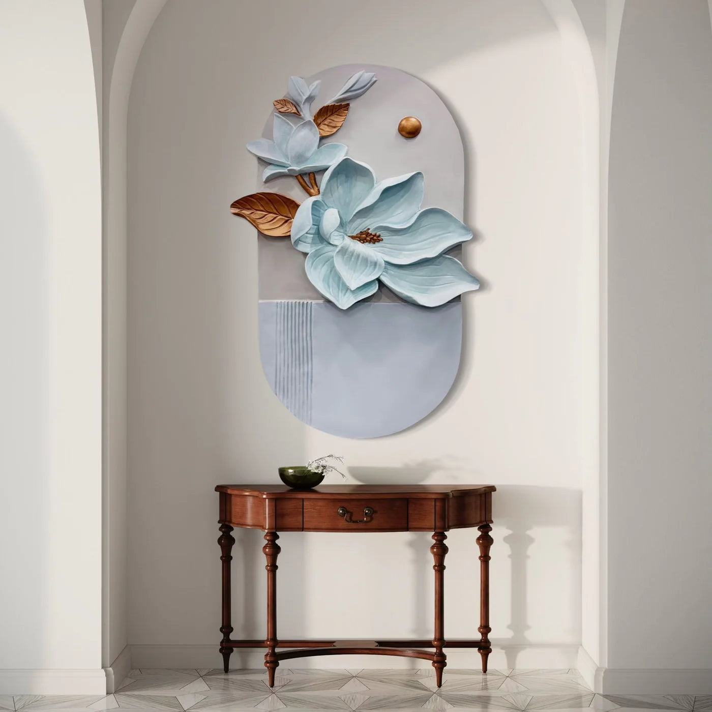 4X2.7 Feet Floral Relief Mural Wall Art | 3D Flower Design | Abstract Relief Mural | Ready To Hang