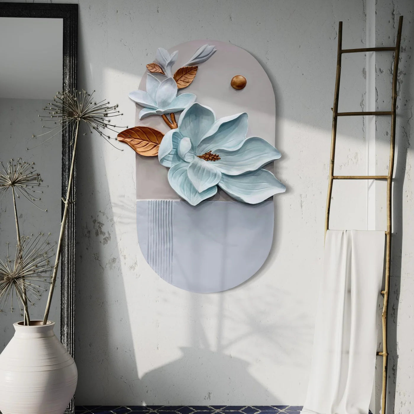4X2.7 Feet Floral Relief Mural Wall Art | 3D Flower Design | Abstract Relief Mural | Ready To Hang