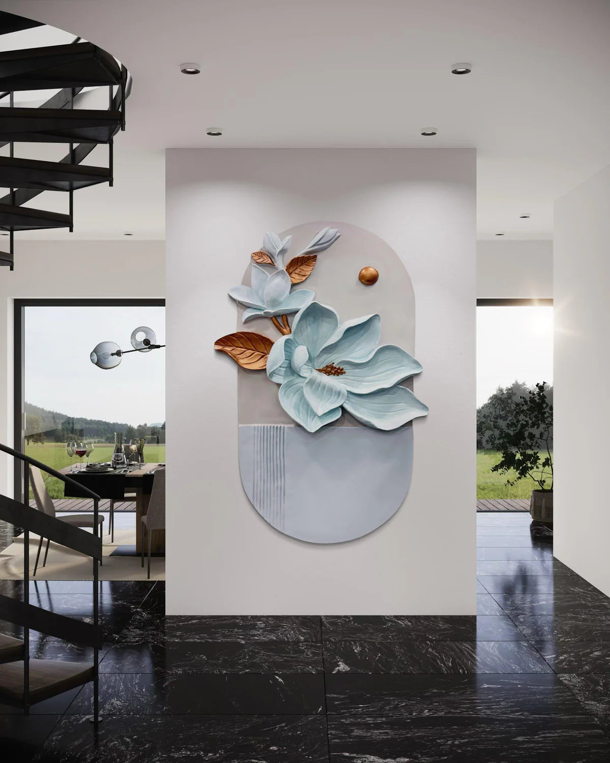 4X2.7 Feet Floral Relief Mural Wall Art | 3D Flower Design | Abstract Relief Mural | Ready To Hang