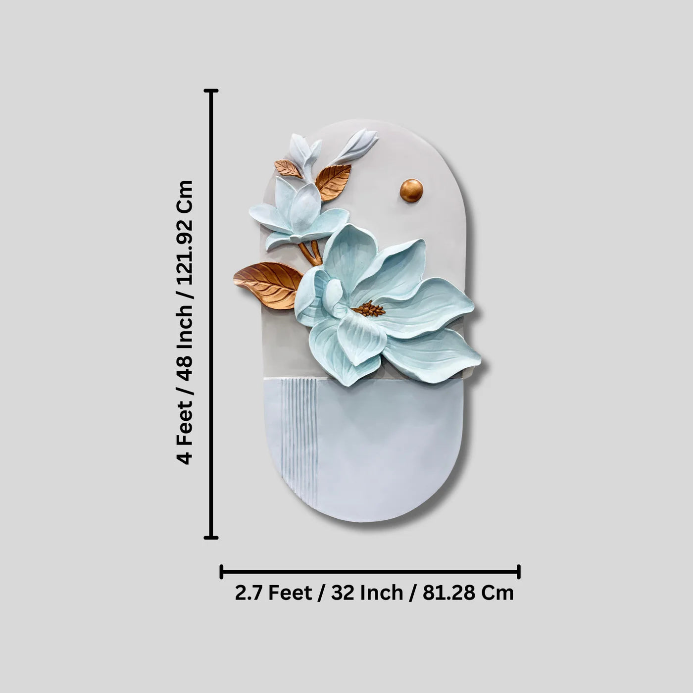 4X2.7 Feet Floral Relief Mural Wall Art | 3D Flower Design | Abstract Relief Mural | Ready To Hang