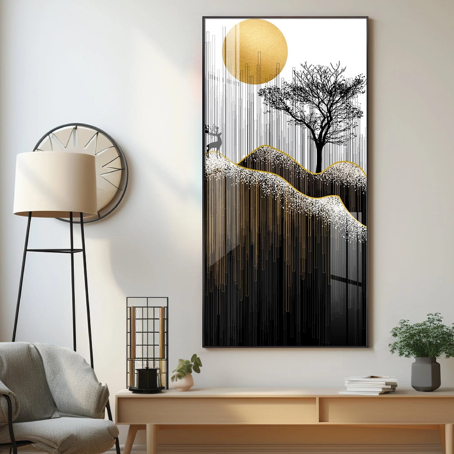 Forest Night Landscape Luxury Crystal Wall Art