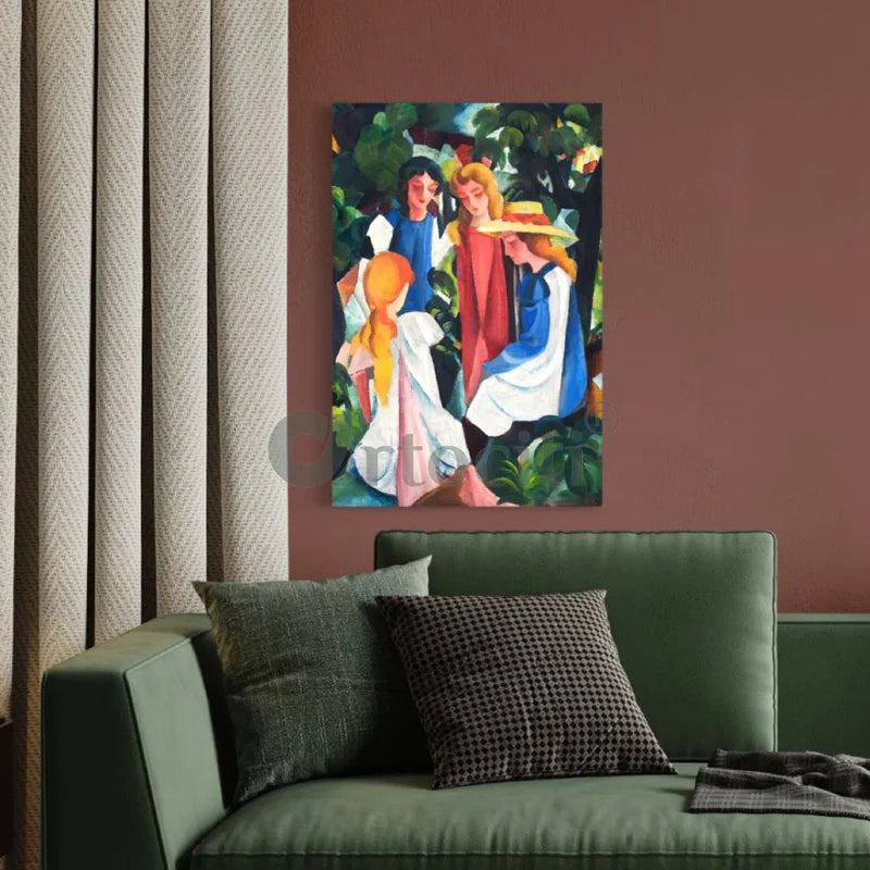 Four Girls, 1913' Canvas Giclee Print by August Macke World Famous Painting