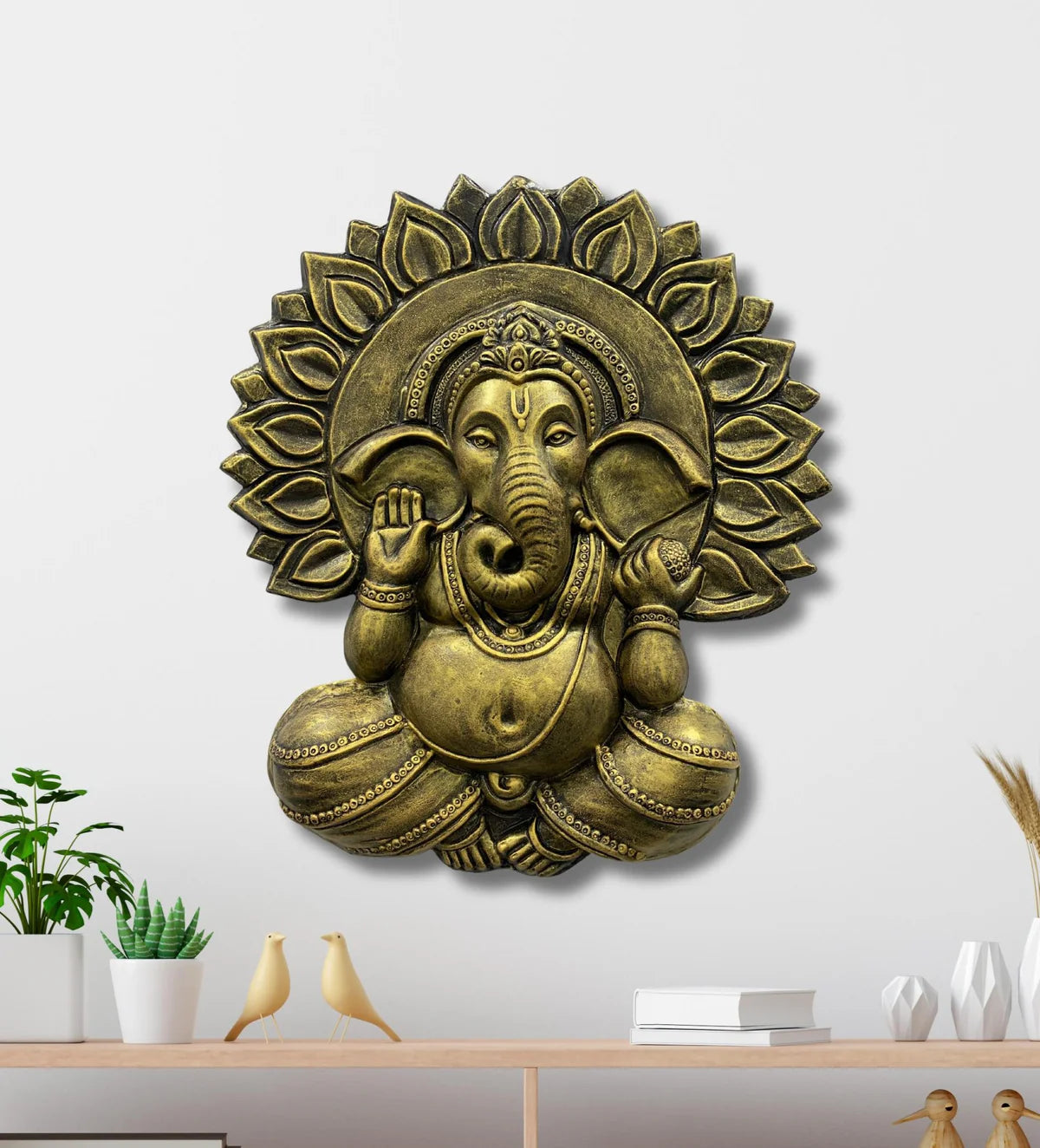 Ganesha With Chakra 3D Relief Mural Wall Art