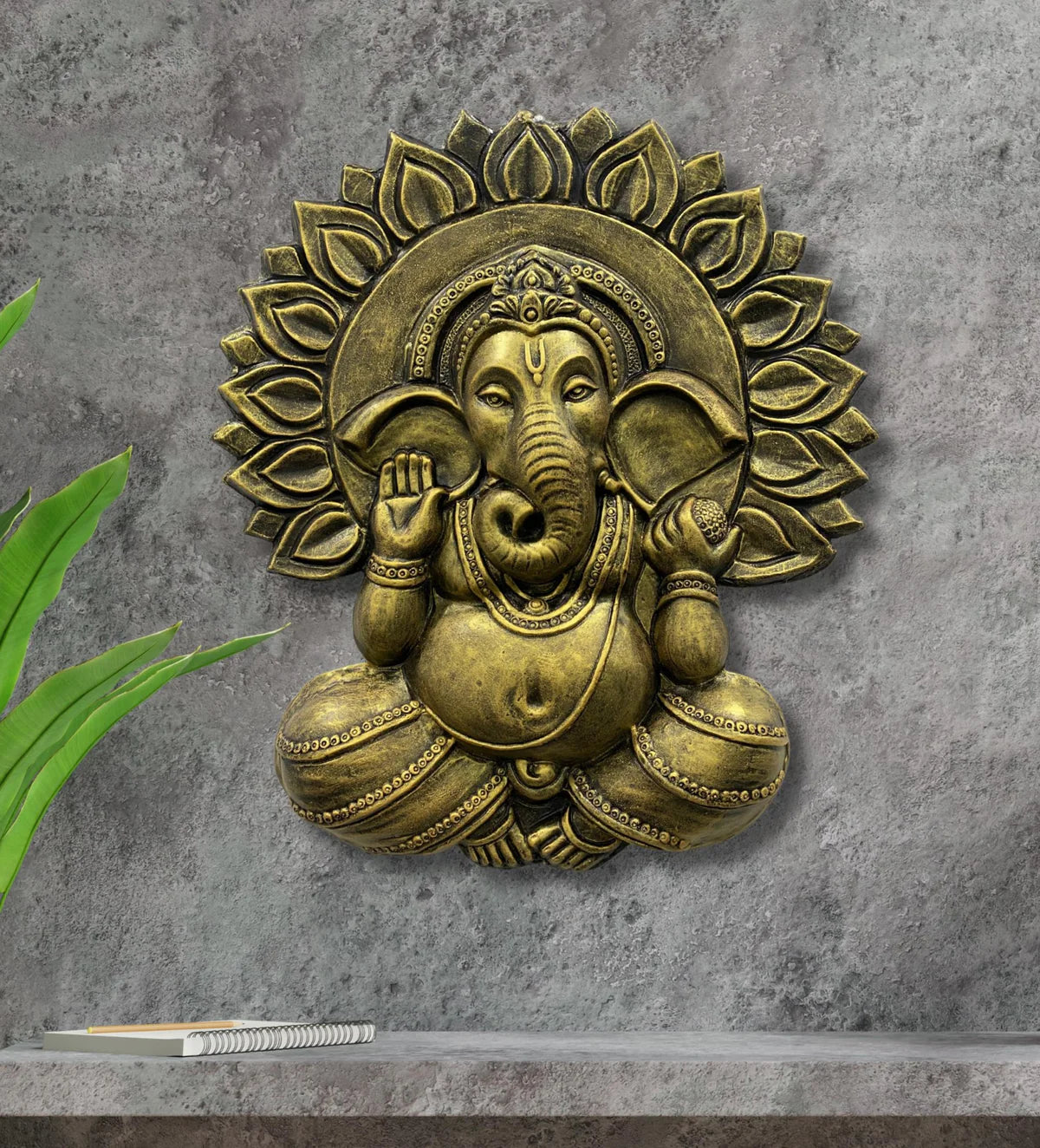Ganesha With Chakra 3D Relief Mural Wall Art