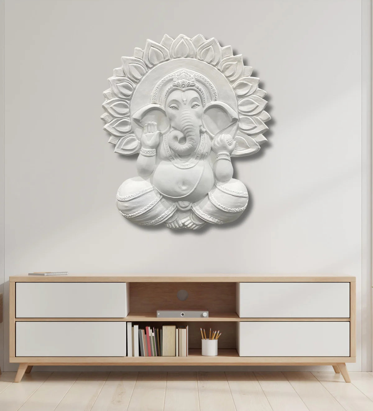 Ganesha With Chakra 3D Relief Mural Wall Art