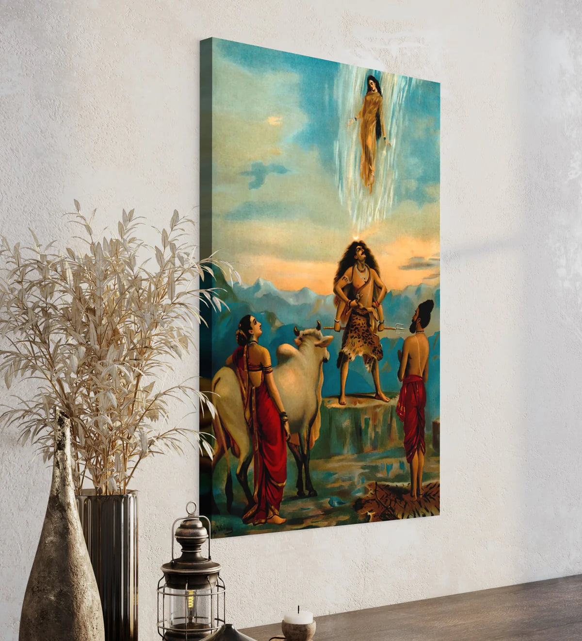 Gangawataran Descent Of Ganga By Raja Ravi Varma Famous Canvas Painting