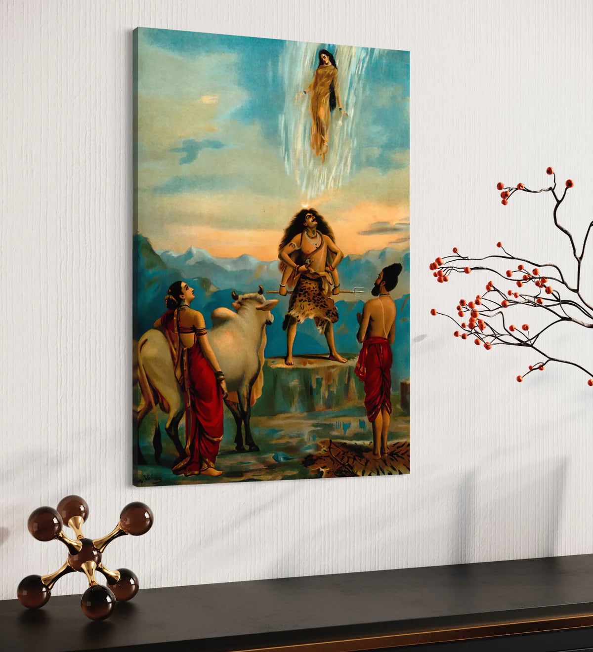 Gangawataran Descent Of Ganga By Raja Ravi Varma Famous Canvas Painting