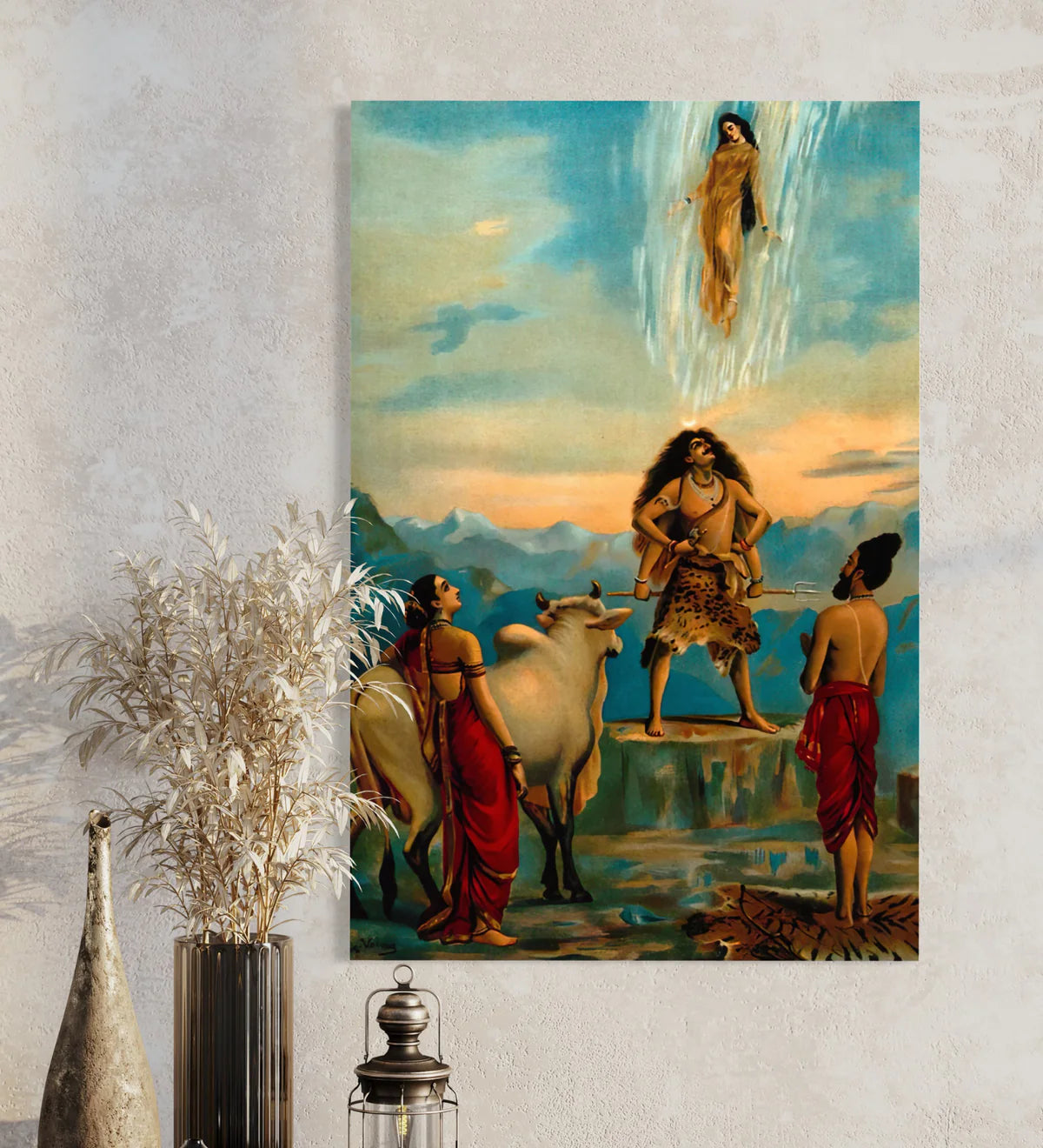 Gangawataran Descent Of Ganga By Raja Ravi Varma Famous Canvas Painting