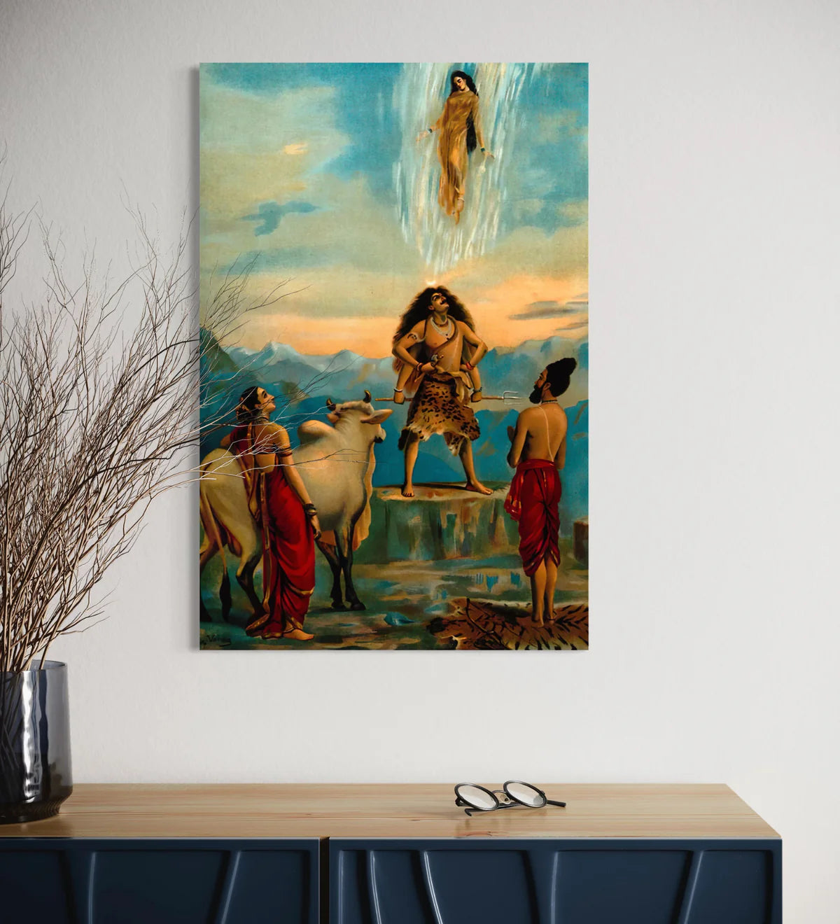 Gangawataran Descent Of Ganga By Raja Ravi Varma Famous Canvas Painting