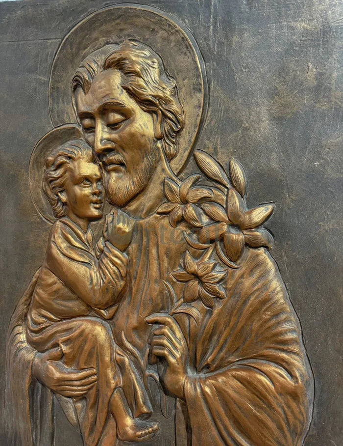 Saint Joseph with Baby Jesus 3D Relief Wall Art