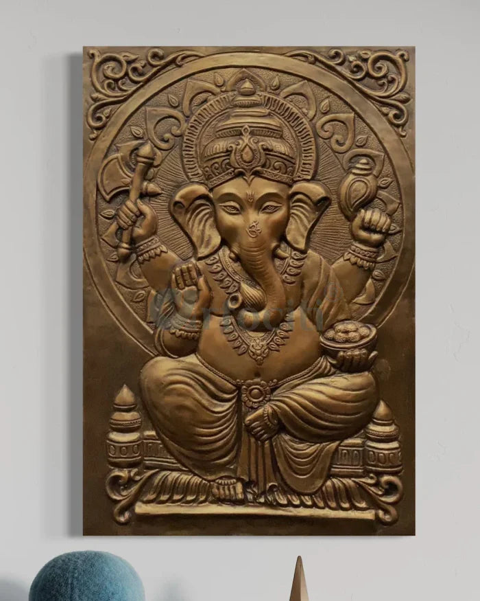 3x2 Feet Sitting Ganesha Relief Mural Wall Art