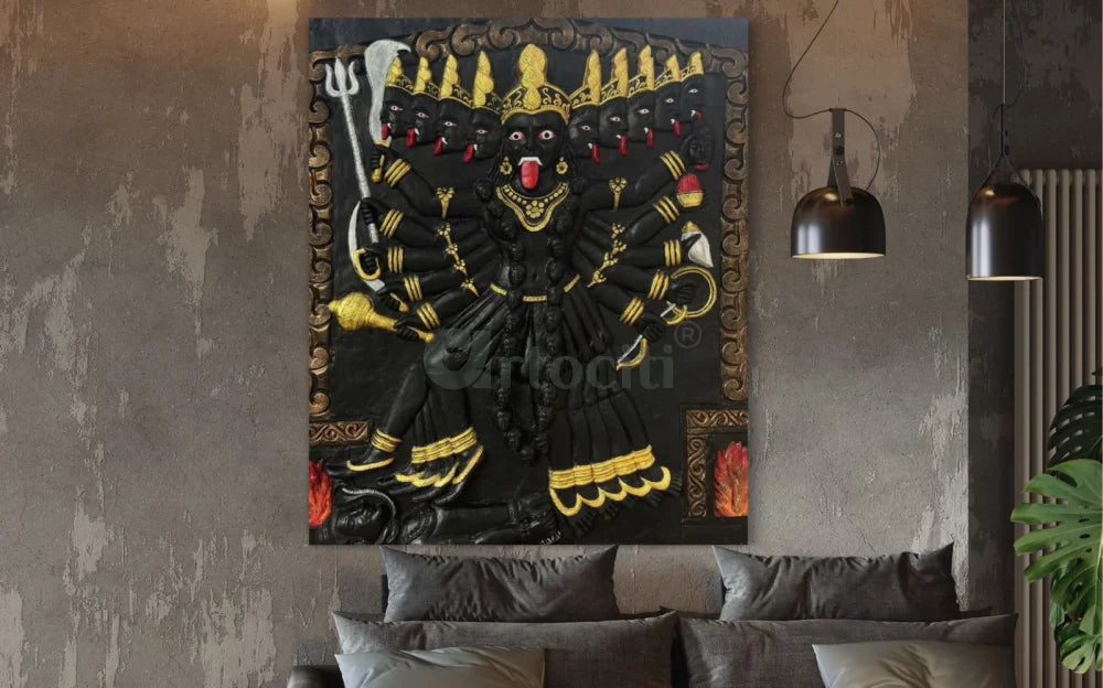 Maa Kali 3D Relief Mural Wall Art (6x5 Feet)