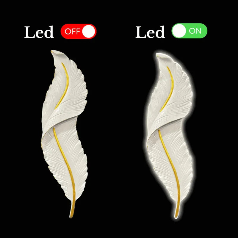2 Feet Feather 3D Abstract Relief Mural Wall Art | LED Light Installed