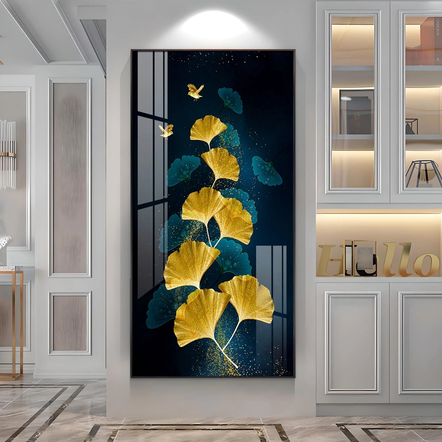 Glittering Leaves Luxury Crystal Wall Art
