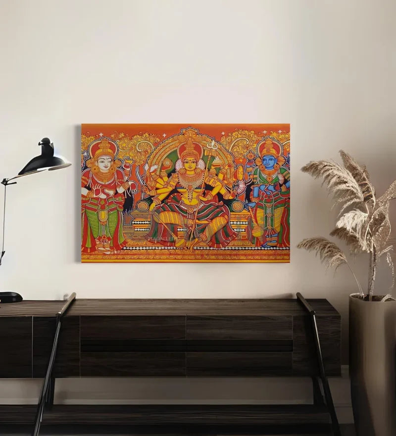 Goddess Durga Kerala Mural Art Canvas Giclee Print