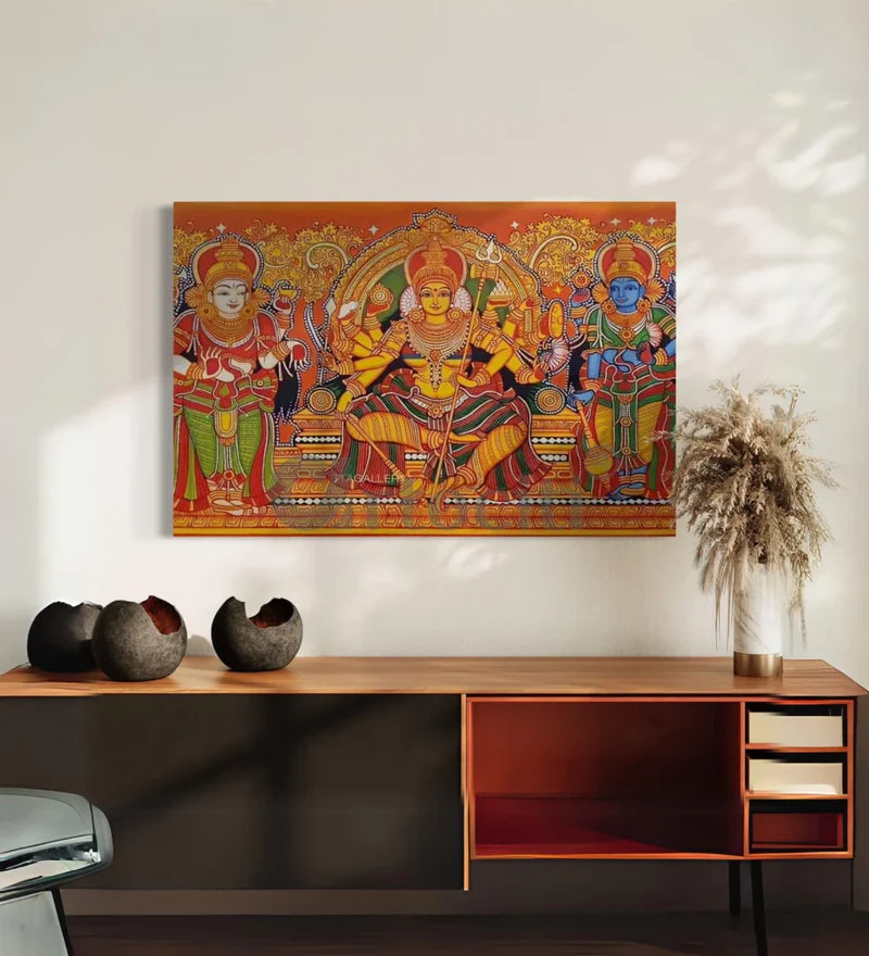 Goddess Durga Kerala Mural Art Canvas Giclee Print