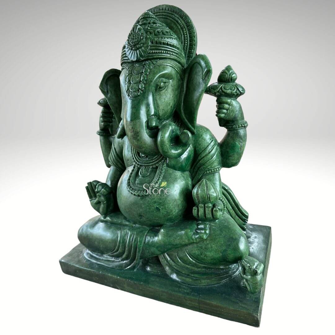 Green Ganesha Idol 15″