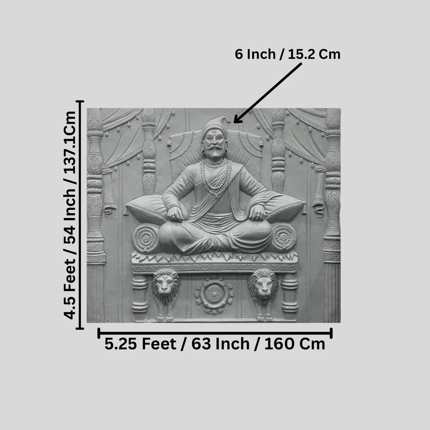 5.2X4.5 Feet Chattrapati Shivaji Maharaj 3D Relief Mural Wall Art
