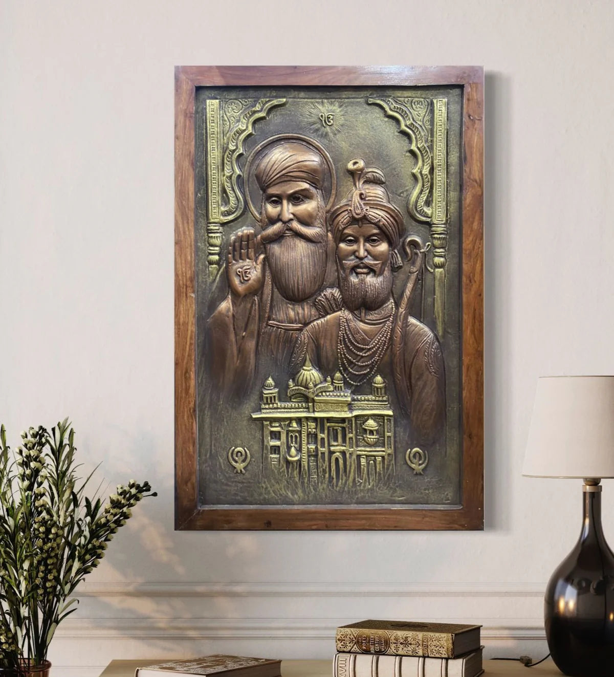 3X2 Feet Guru Nanak And Guru Gobind Singh 3D Relief Mural Wall Art