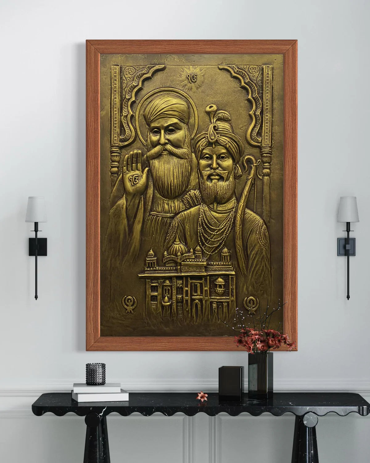 3X2 Feet Guru Nanak And Guru Gobind Singh 3D Relief Mural Wall Art