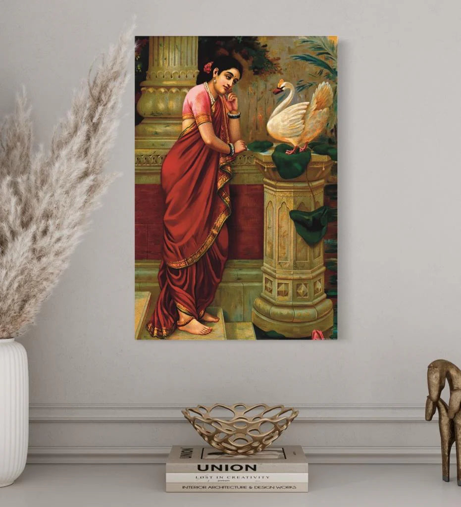 Hamsa Damayanthi By Raja Ravi Varma Famous Canvas Painting