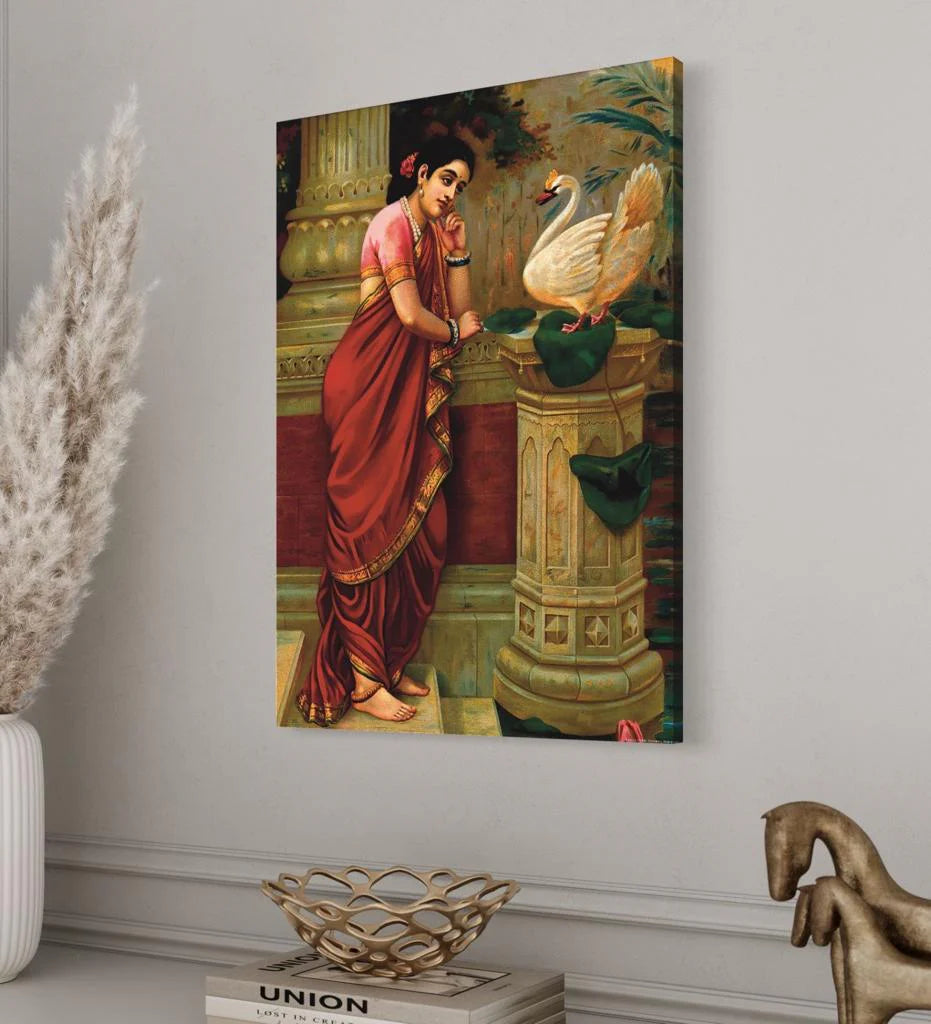 Hamsa Damayanthi By Raja Ravi Varma Famous Canvas Painting