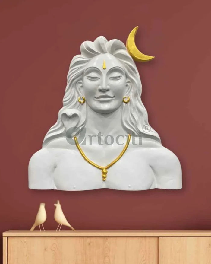 33X30 Inch Adiyogi (Lord Shiva) 3D Relief Mural Wall Art | Ready to Hang