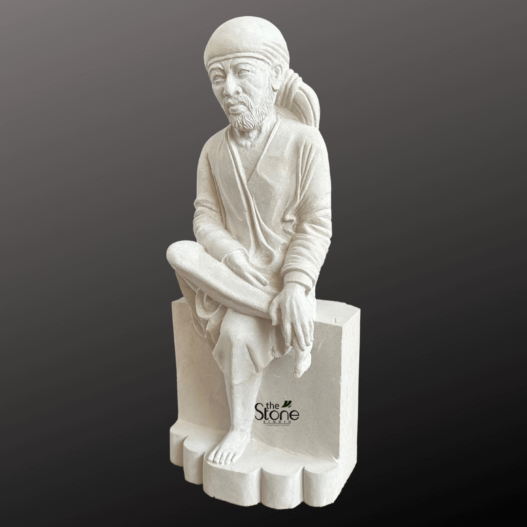 White Stone Sai Baba Statue 18″