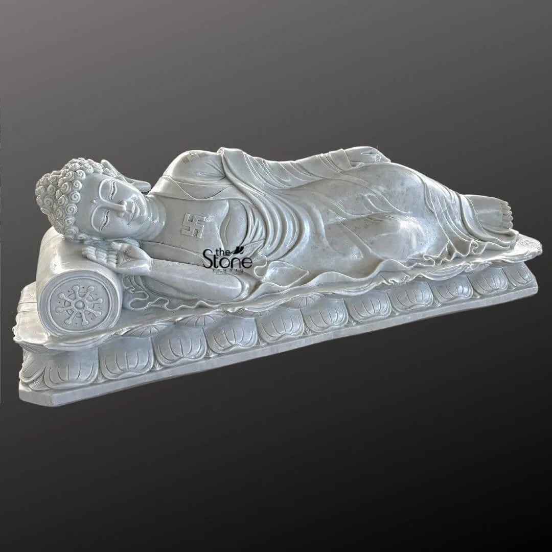 White Marble Sleeping Buddha 6ft