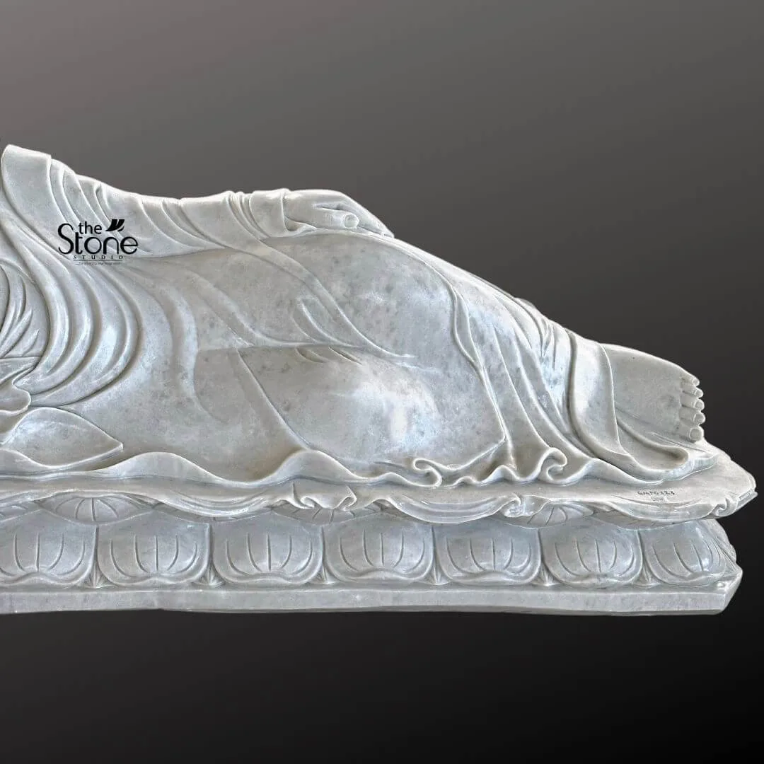 White Marble Sleeping Buddha 6ft
