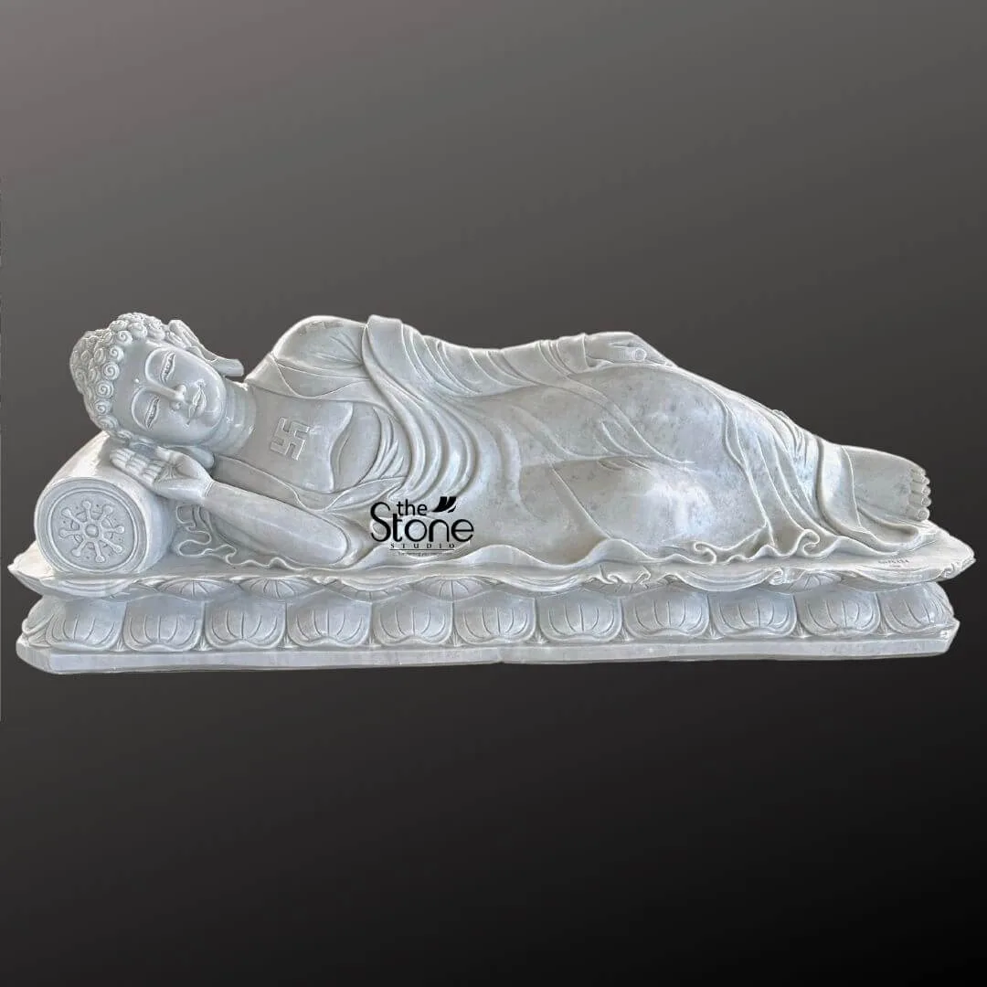 White Marble Sleeping Buddha 6ft