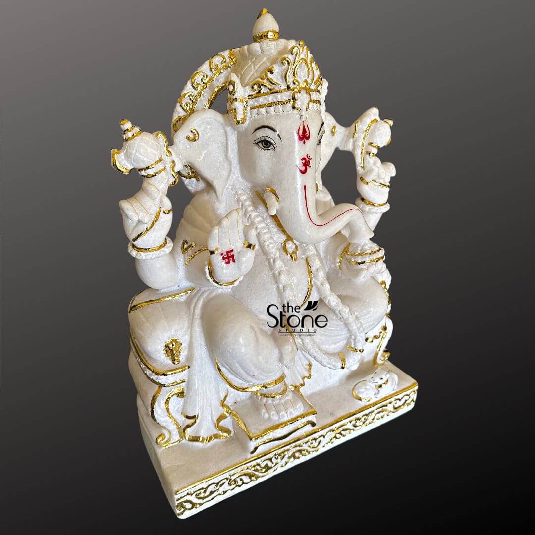 18 Inch Marble Ganesha Statue