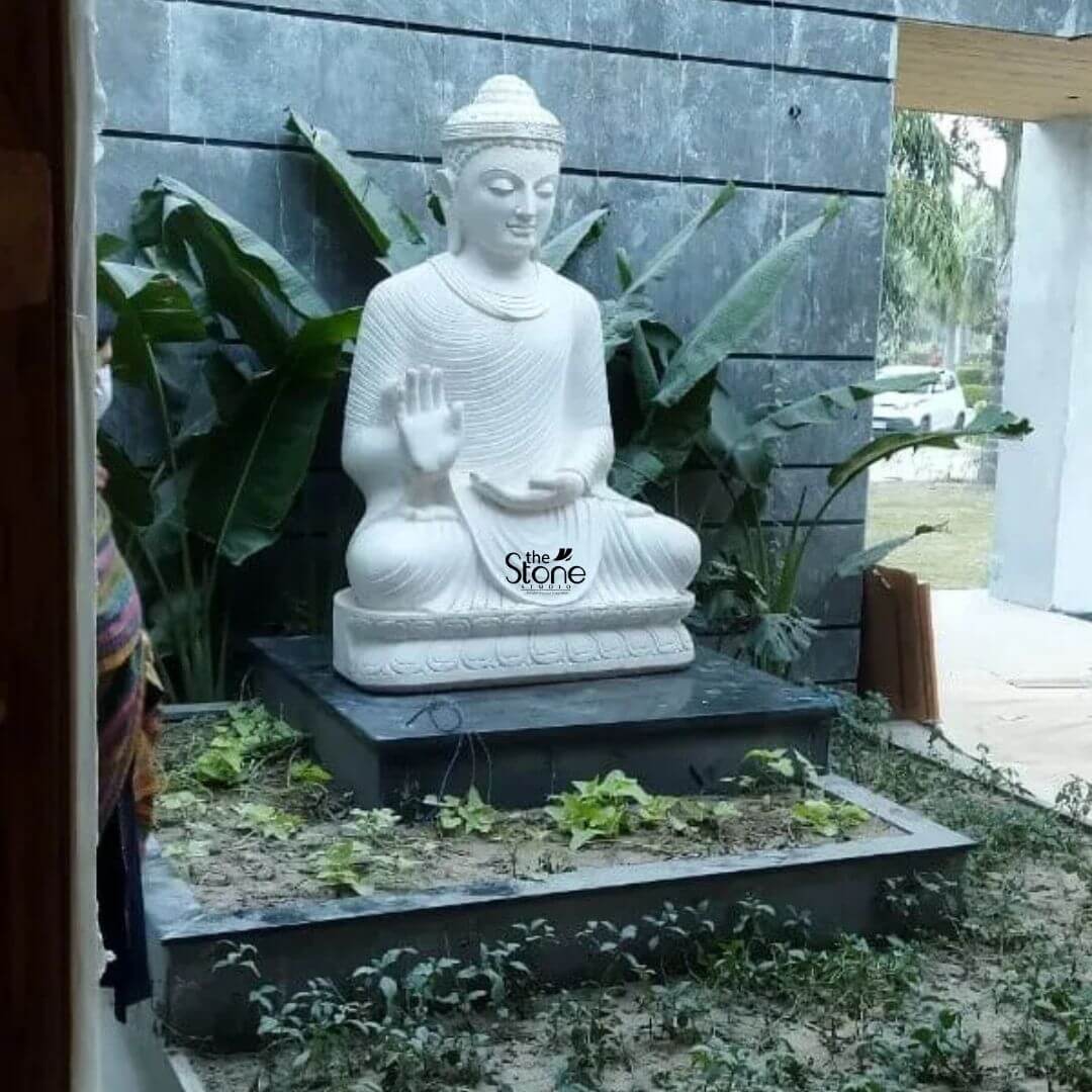 White Buddha Statue Home Decor 3ft