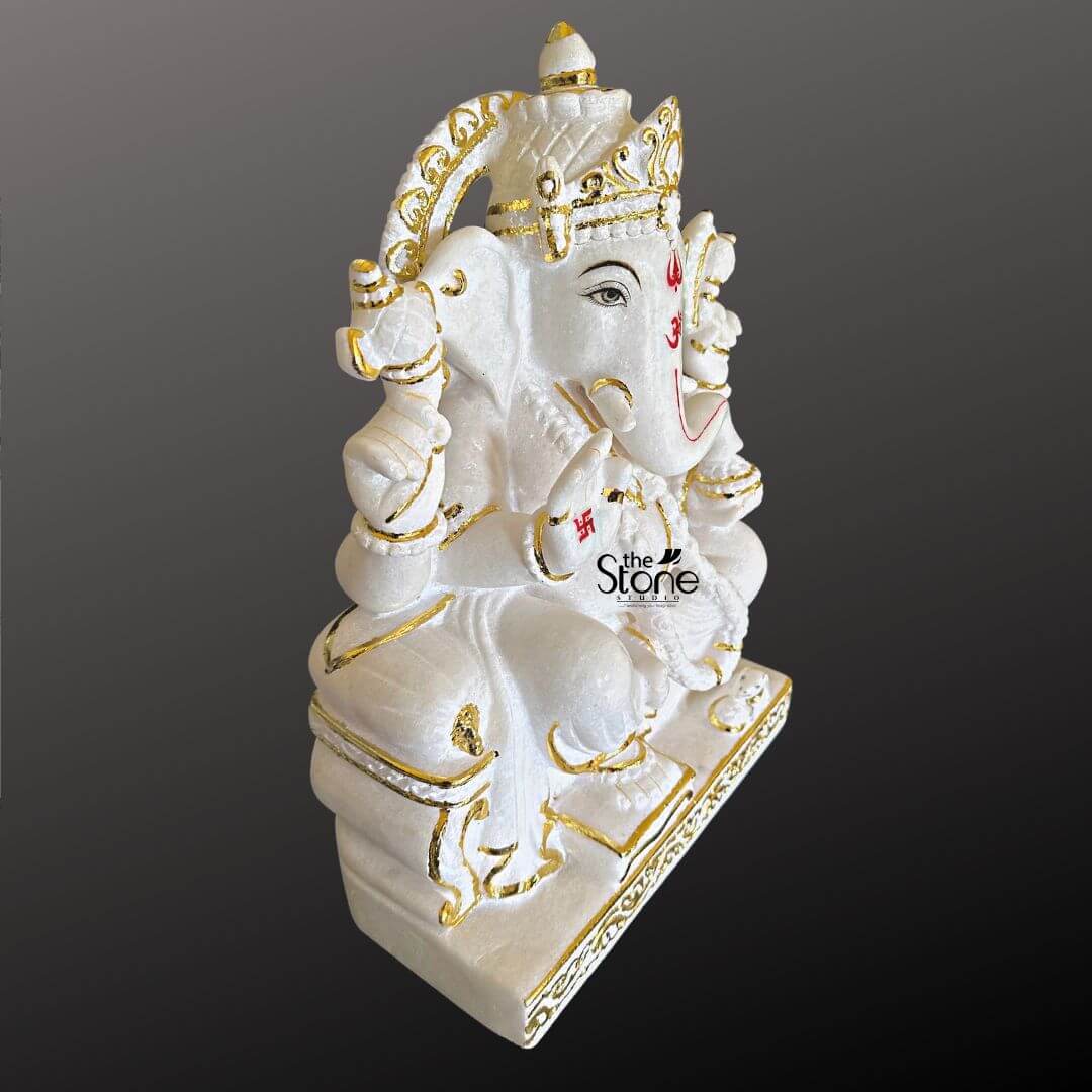 18 Inch Marble Ganesha Statue