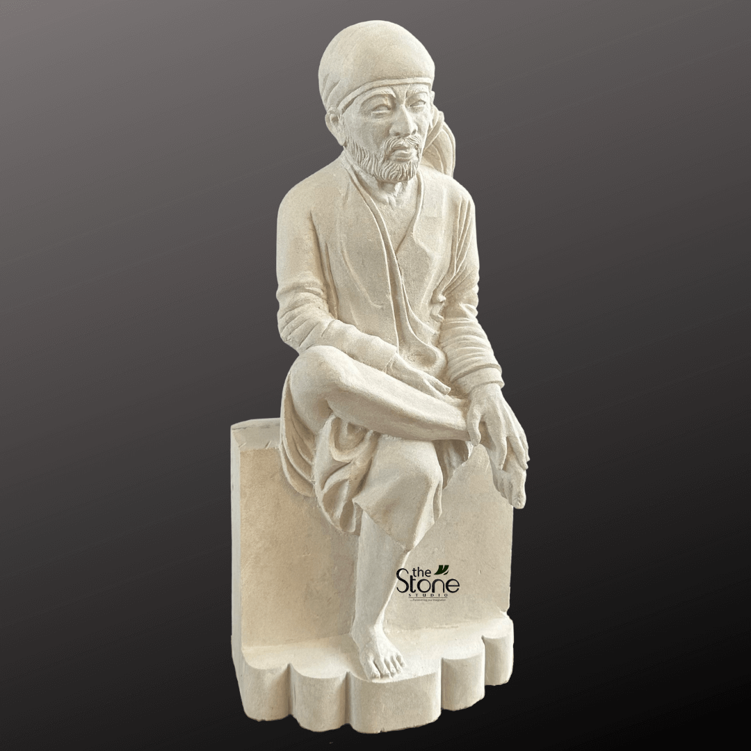White Stone Sai Baba Statue 18″