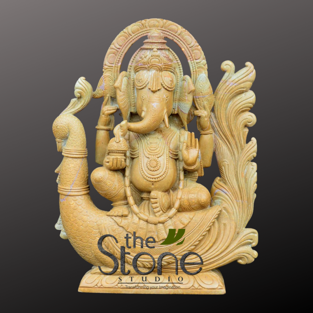 Ganesh Statue Sitting on Peacock 12″