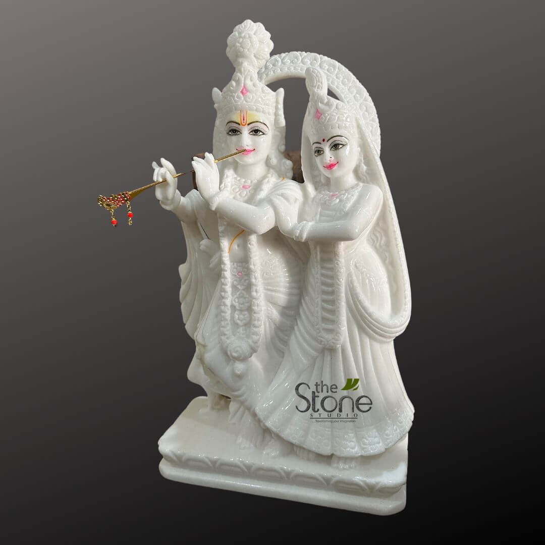 18 inch Marble Radha Krishna Statue