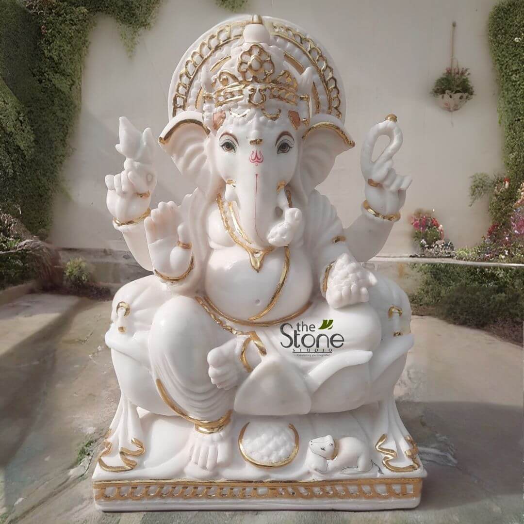 1.5 feet marble ganesha statue