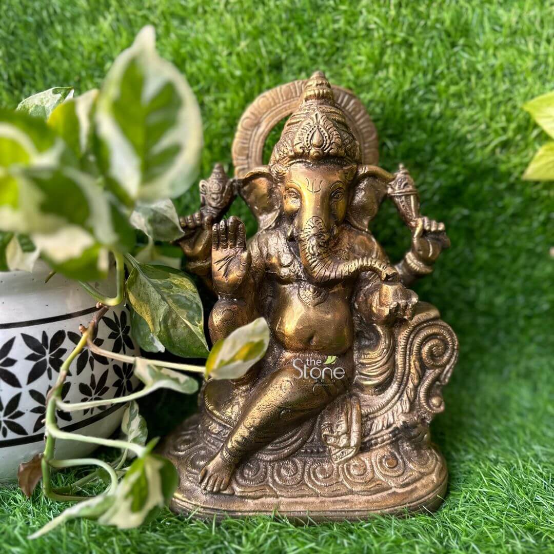 Brass Ganpati Idol 10″
